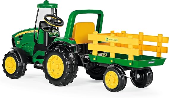 Peg Perego John Deere Heavy Duty Tractor Extra-Large 12 Volt Ride on Tractor for Kids Ages 3-7