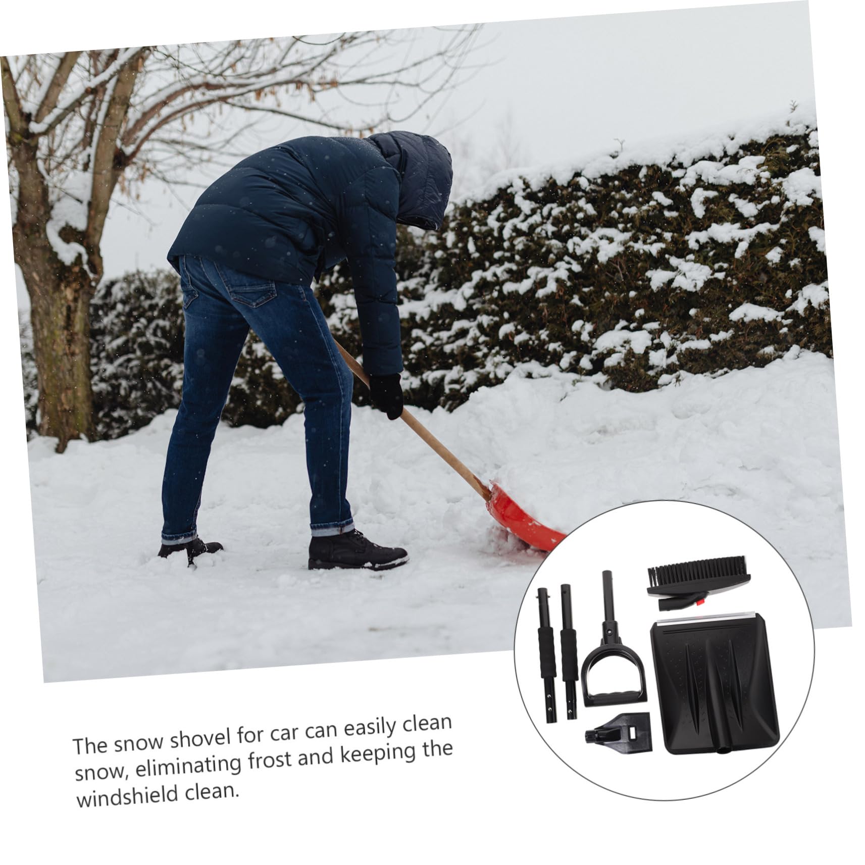 Auto Schneeschaufel und Eiskratzer für Winter, Edelstahl Abs Schwarz