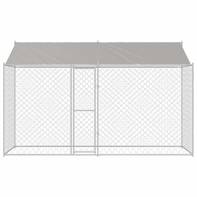 Foto 8 de 8 de vidaXL Jaula para Perro con Techo Plateado 400 x 200 x 256 cm