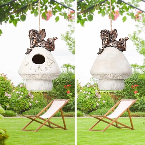 Miniatura 64 de Yinns Casas para pájaros, Casa de pájaros de resina para exteriores, Casas decorativas para pájaros, Regadera colgante Casas de pájaros