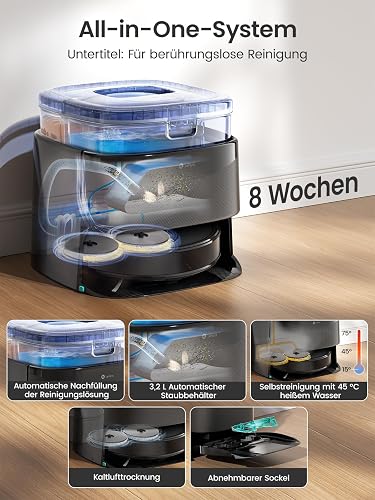 Lefant M3 Max Robot Vacuum Cleaner Washer 20,000 Pa, Multifunctional Station, Double Rotary Mop 200 RPM & 9mm Releasable, dToF Navigation, Obstacle Avoidance PSD, 220min, 5G/2.4G - 2