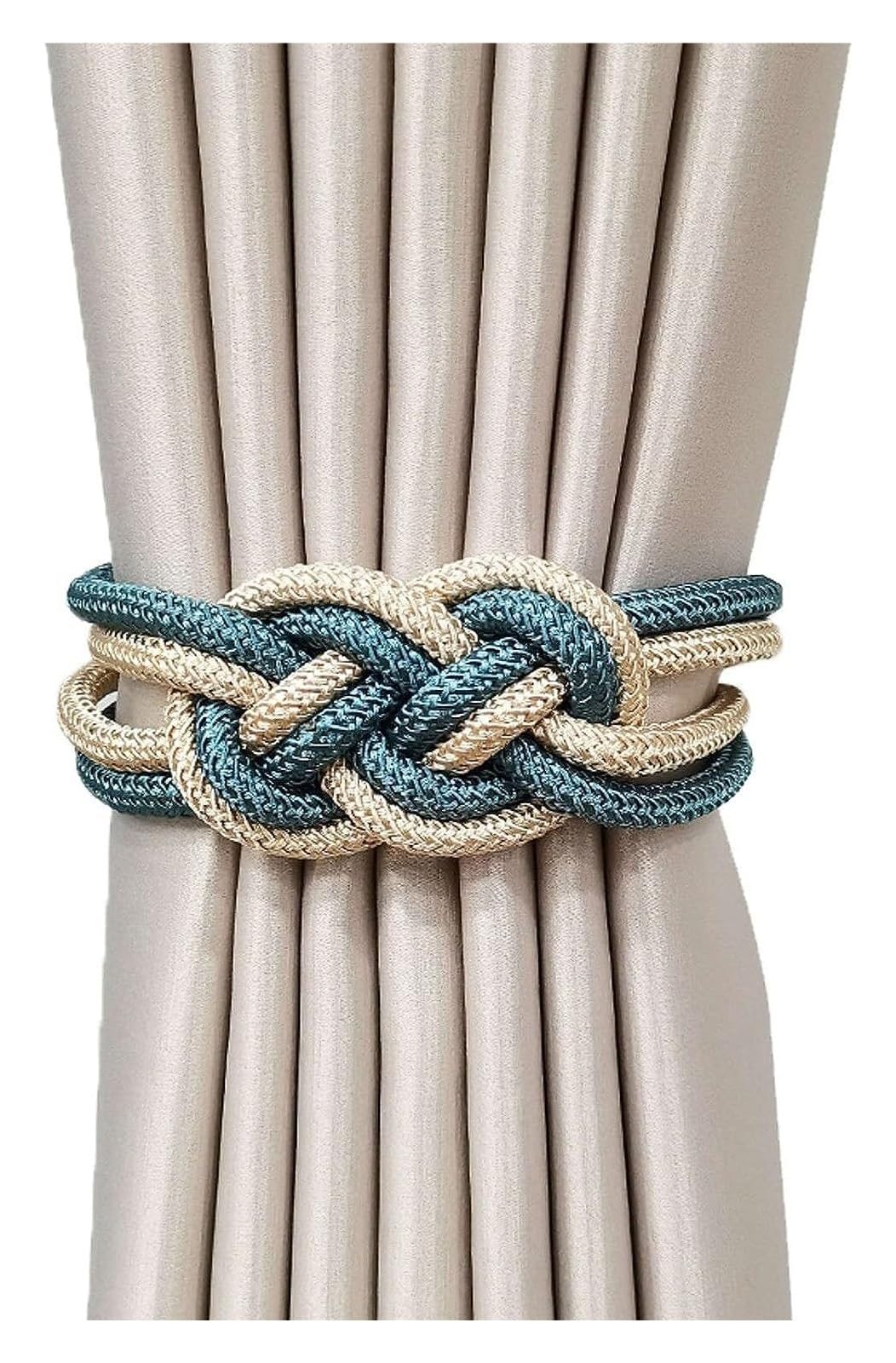 Attaches de Rideaux en Corde tressée avec Pompons, Attaches de Rideaux, Attaches de Rideaux - 4 pièces (2 pièces) (Ae 2 pièces)