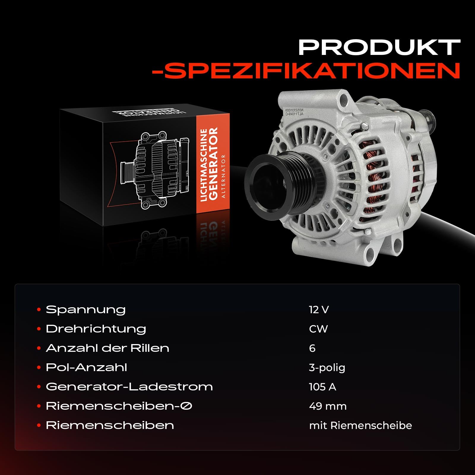 Frankberg Alternateur Compatible avec M.ini R50 R53 C.oope.r S M.ini Cabriolet R52 C.oope.r S M.ini R50 R53 Works M.ini R50 R53 John C.oope.r Works M.ini R50 R53 S Works Remplacer# 1022112231