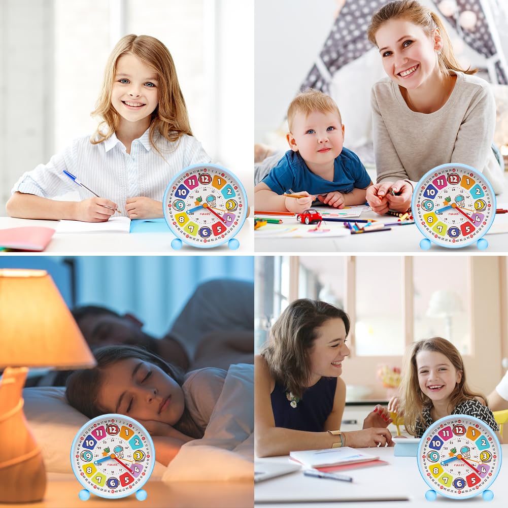 LOMUG Kinderwecker Analog - Lernwecker Mit Nachtlicht Ohne Ticken