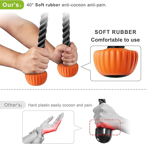Miniatura 8 de SELEWARE Accesorios para tríceps LAT Pulldown Accesorios de entrenamiento para gimnasio en casa con agarre de goma suave antideslizante, accesorios