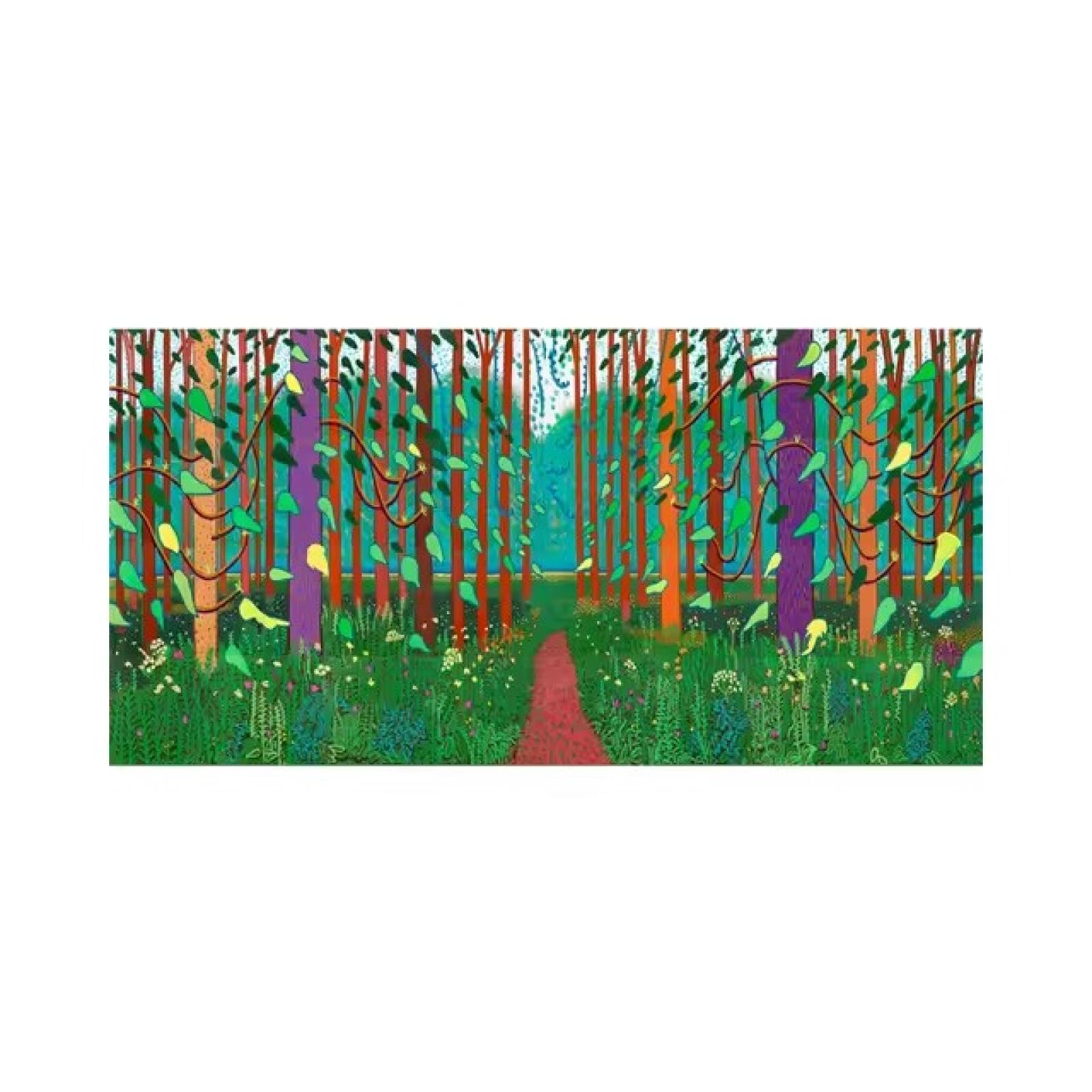 TONGYINLI David Hockney The Arrival of Spring Poster Landscape Artwork Prints Green Tide Canvas Painting Wall Art Pictures Home Decor 50x100cm Frameless