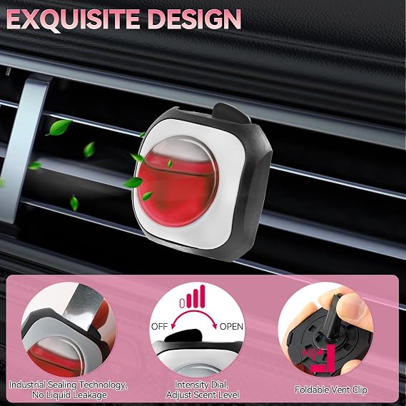 Car Air Freshener Vent Clip 6 Pack 4ml Each Up to 180 Days Long Lasting Scent Odor Eliminator for Women Men(Fresh Cherry)