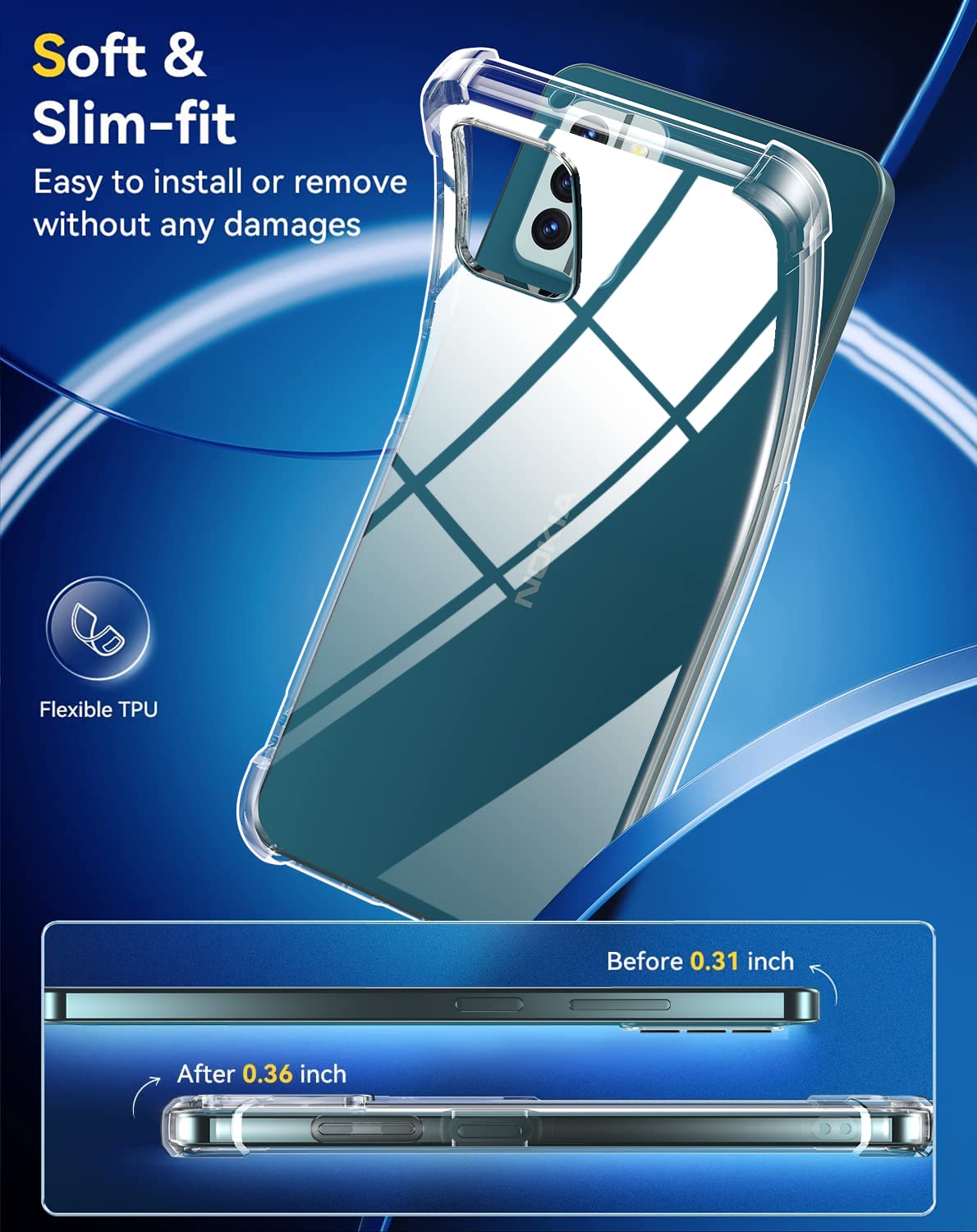 KARTXITAI Cover Compatibile con Nokia G22 Custodia,Protettiva per Tutto il Corpo Morbida al Tatto,Slim in Silicone TPU con Assorbimento degli Urti e Anti-Graffio - Volpe Stelle Nuvole
