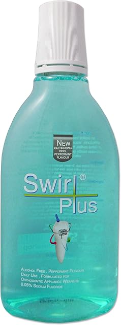 Swirl Plus Daily Fluoride Mouthrinse, Recommended for Orthodontic Braces, 500 ml