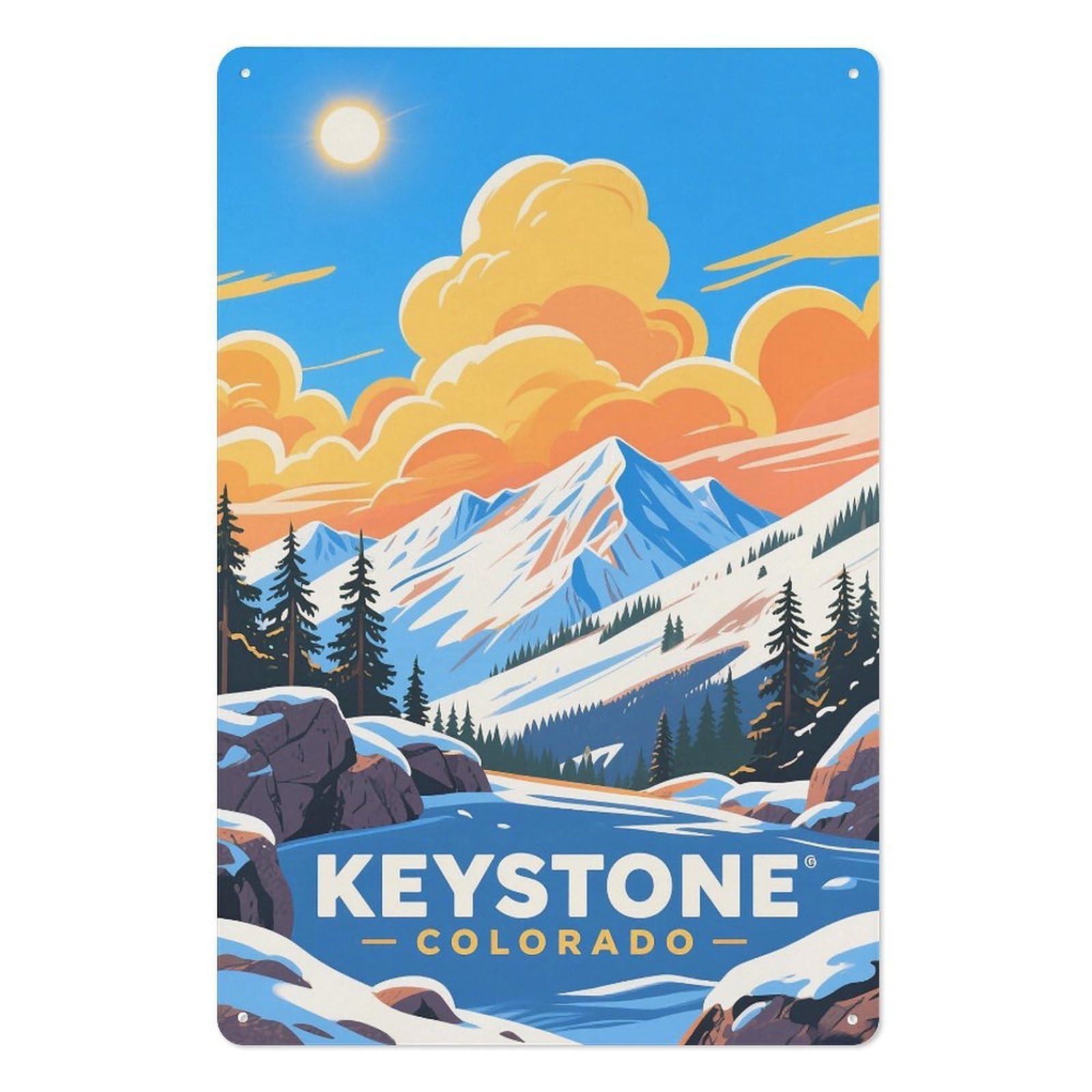 Keystone Colorado Retro Design Tin Paintings Vintage Tin Sign 08x12inch(20x30cm) Wall Art for Home Office Bedroom Living Room Cafes Wall Decor