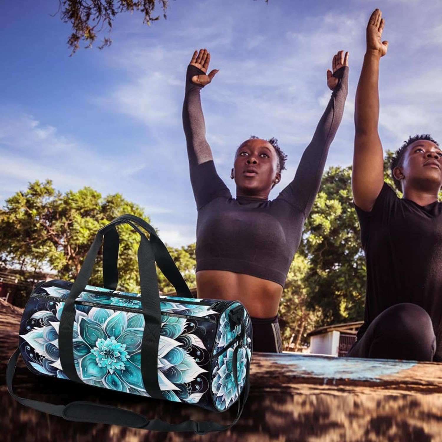 Gym Bags for Men,Travel Duffel Bags for Women,Floral Mermaid Mandala,Workout Bag
