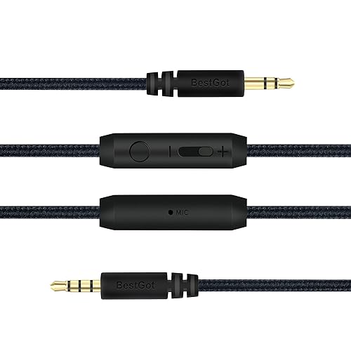 BESTGOT Cable de audio con micrófono de control de volumen cable auxiliar de 0138in 43 pies para controlador de PS4 auriculares tablet PC