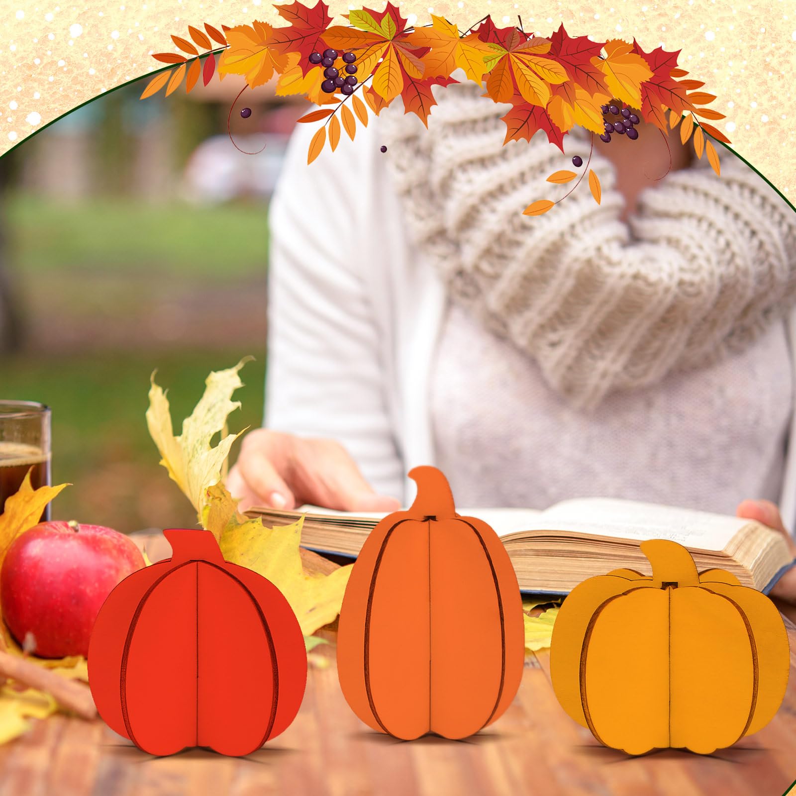 Amazon.com: Blosssound 48 Pcs Fall Craft Set 36 Wood Pumpkin for