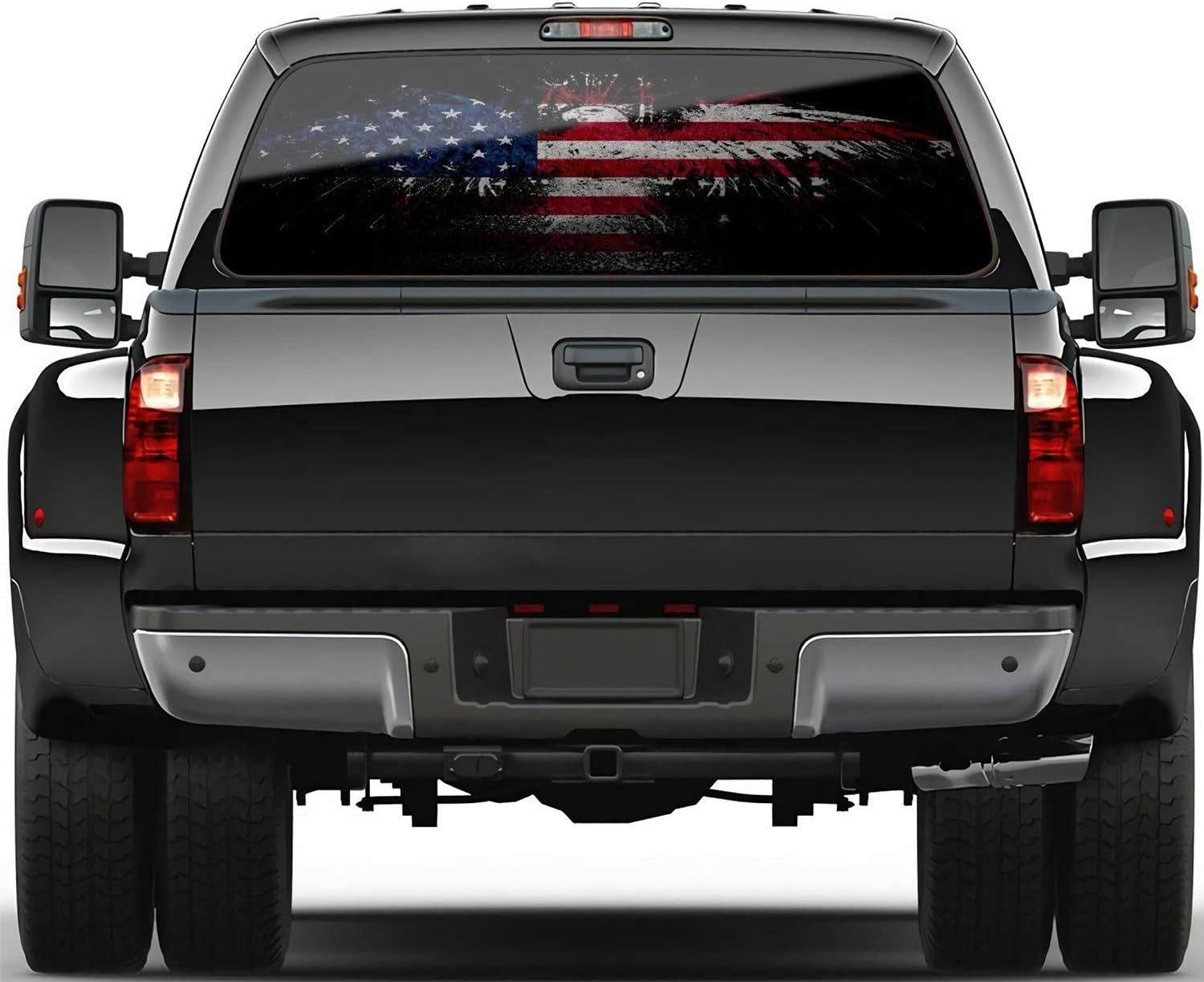 Rear Window Perforated Sticker American Flag Eagle Graphic Patriotic Decoration Vinyl Decal Size 66"x20" Fit Most Pickup Trucks SUV
