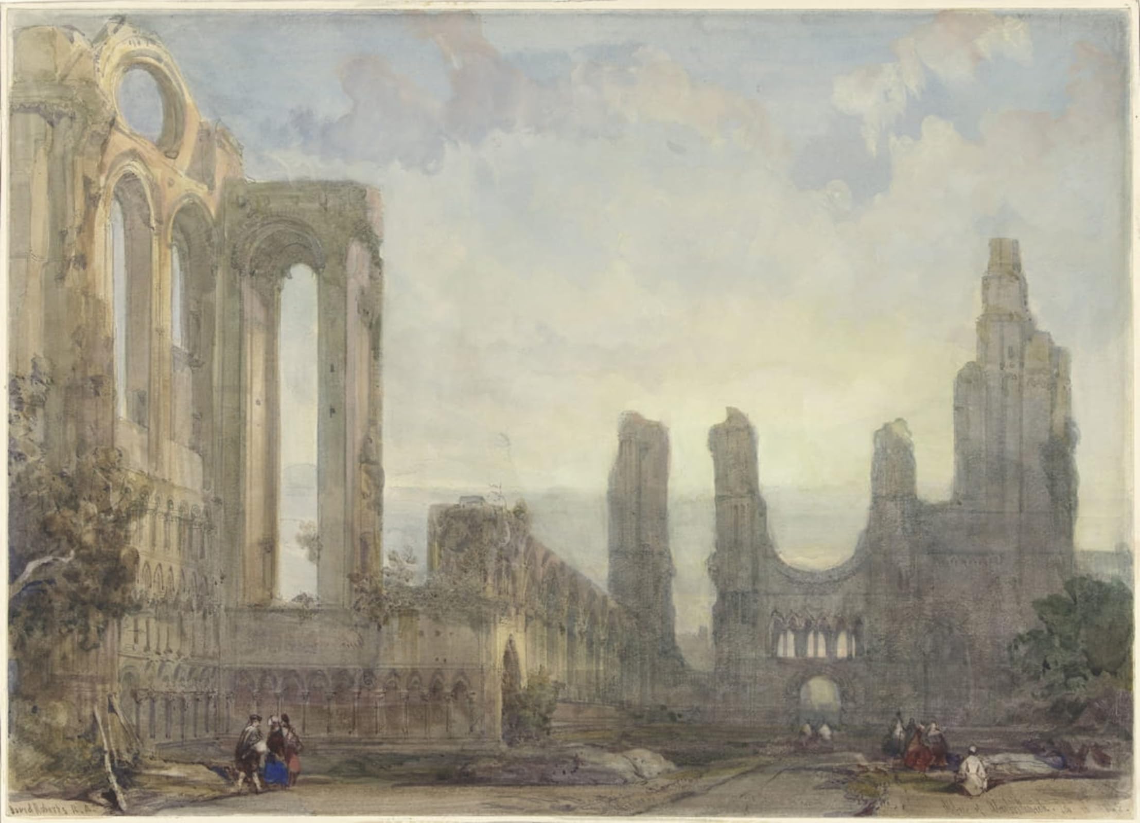 Affiche Impression Ruines de l'abbaye d'Aberbrothwick, image sur toile David Roberts 60x90