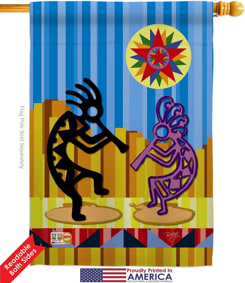 Kokopelli Dream Garden House Flags Set Country Living Southwest Desert Cactus Succulent Particular Area Small Decorative Gift Yard Banner Double-Sided Made In USA 28 X 40