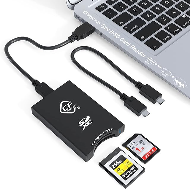 10Gbps USB-C Cfexpress Type B Card Reader 2-in-1 SD Memory Card Reader USB &USB C Dual Slot CF Express Cards Type B Reader Adapter Plug and Play Support Android/Windows/Mac OS