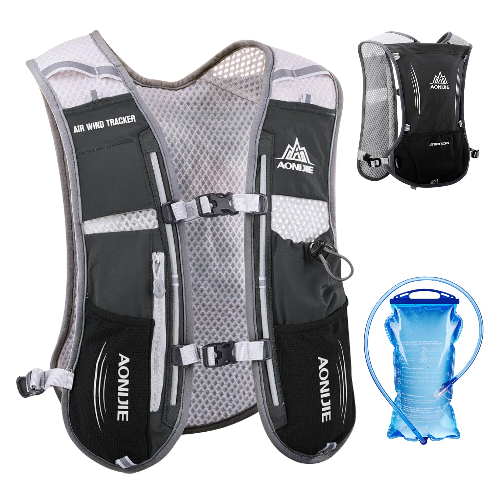TRIWONDER Gilet Trail 5L Sac à Dos Hydratation Running pour Homme Femme Course à Pied Marathon Randonnée Cyclisme