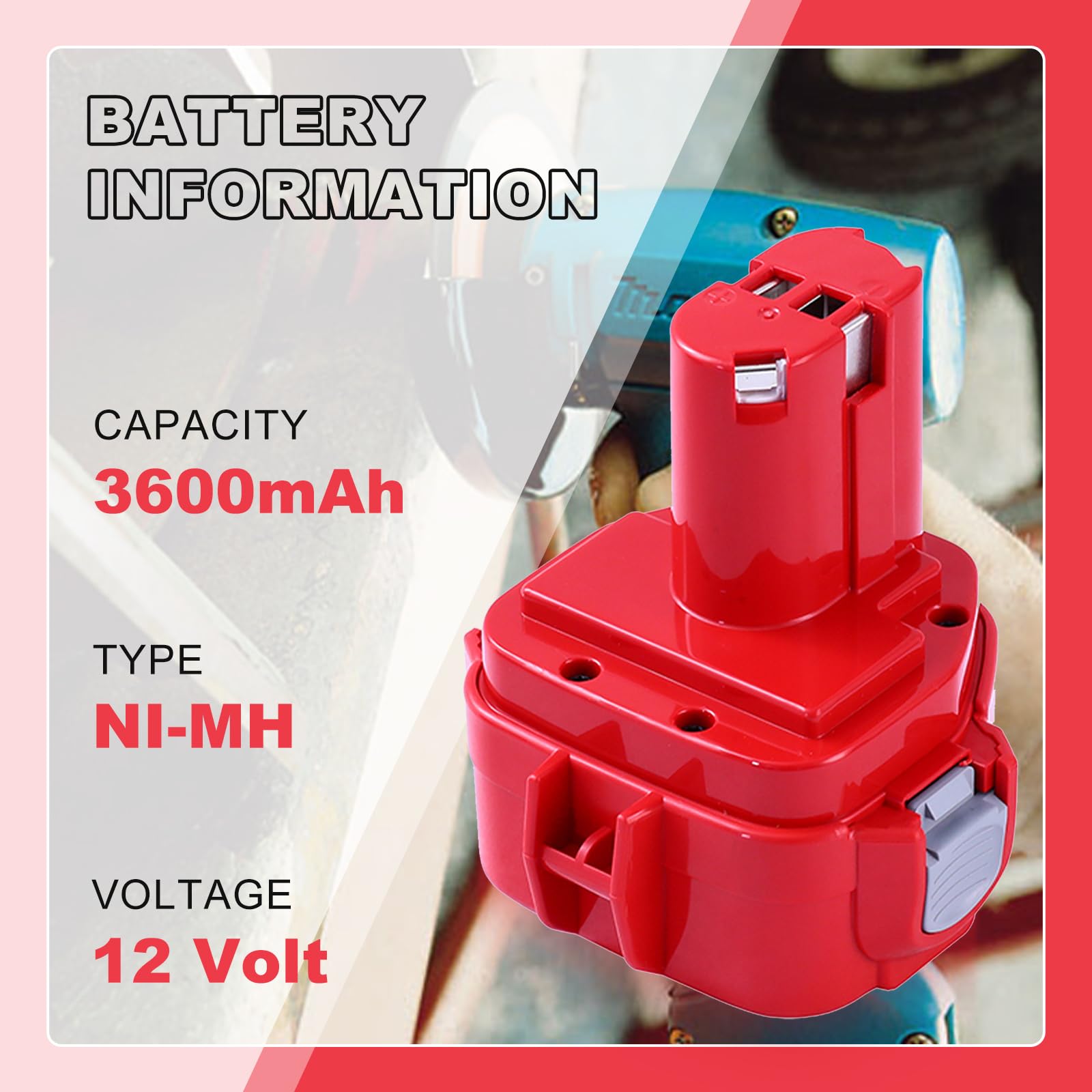 Goodexo 2 Piezas de Repuesto para Makita Batería 12V 3.6Ah NI-MH Repuesto para Makita PA12 1220 1222 1233 1234 1235 1235F Batería de Herramientas