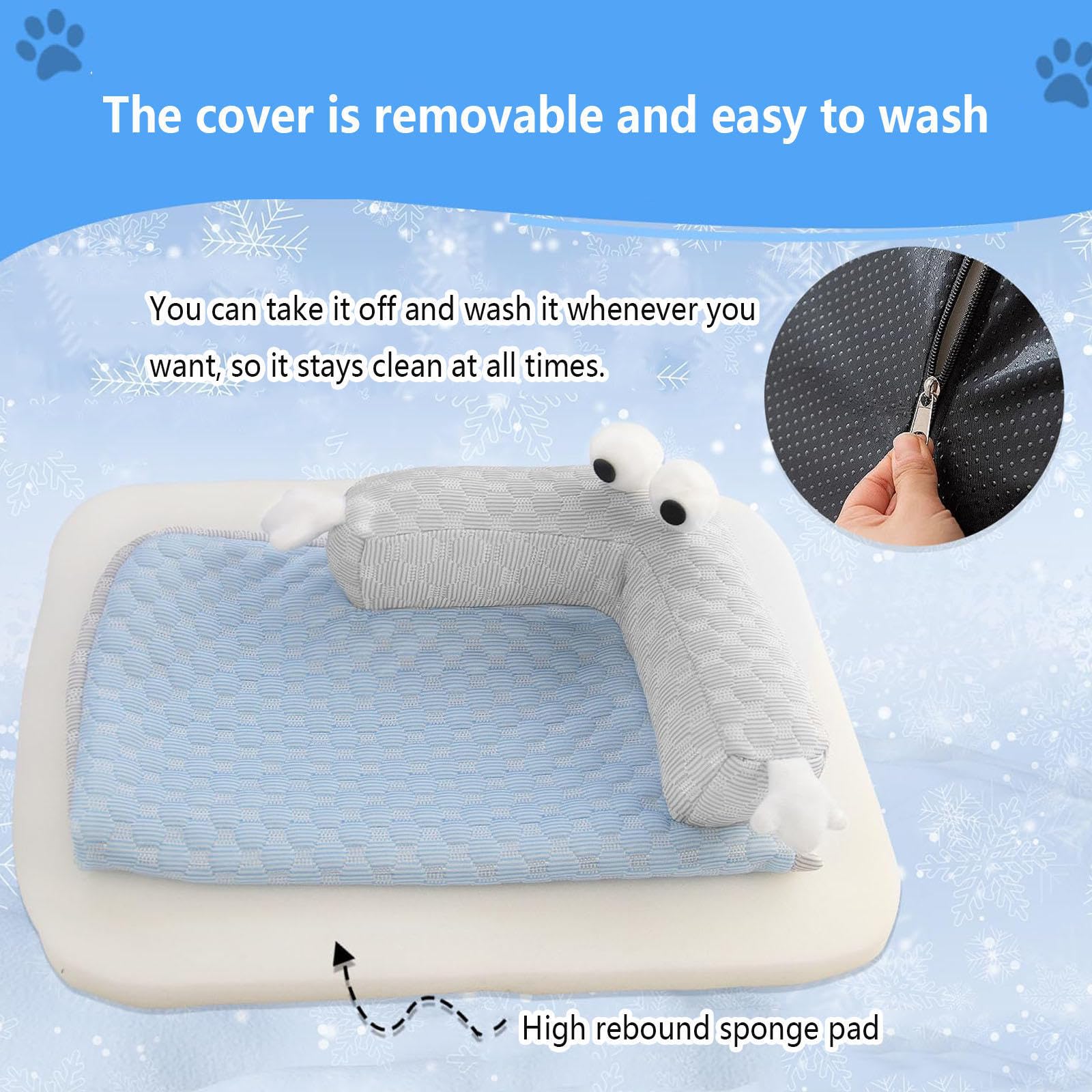 Tappetino Refrigerante per Cani Sfoderabile E Lavabile, Letto per Cani con Lati Rialzati Tappeto Refrigerante per Gatti per L'Estate per Il Raffreddamento degli Animali,Yellow-XL