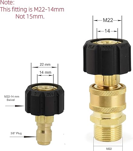 Miniatura 2 de Conector rápido de manguera de lavado a presión,Adaptador Wahser de pessure de latón macizo,M22-14 X 38" Twist Connect Plug.