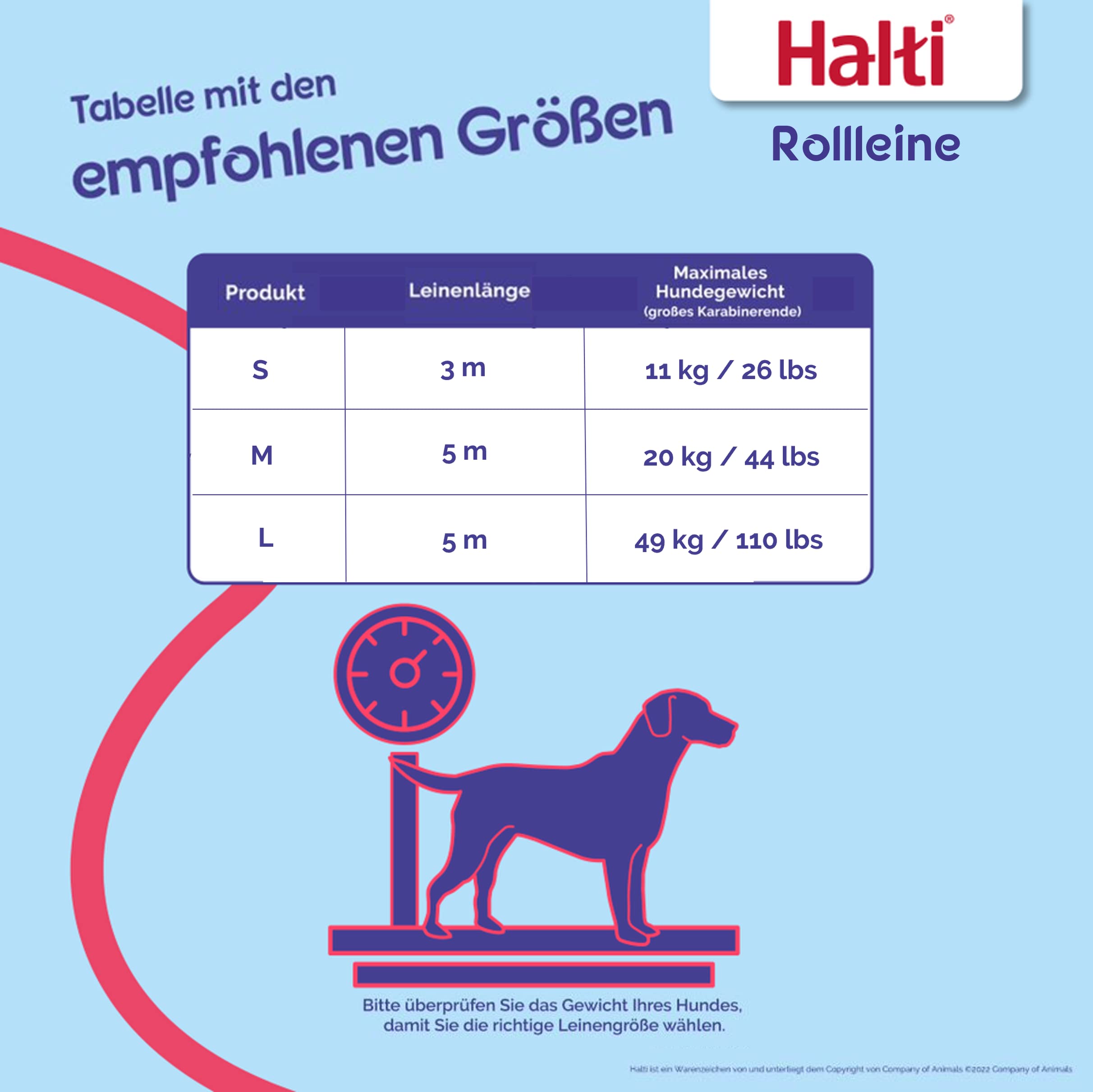 HALTI Rollleine - Hundeleine mit Reflektorgewebe, ergonomischer weicher Gelgriff und patentierte einstufige Verriegelung. Geeignet für große Hunde (Größe L, Schwarz)