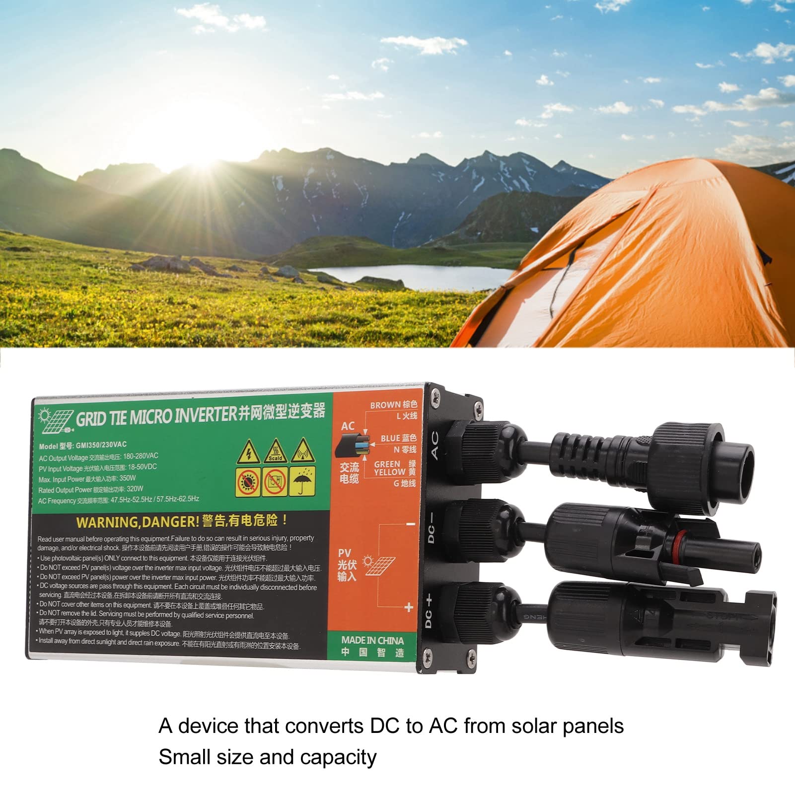 Alomejor Micro Inverter Solare 350W 230V Inverter Sinusoidale MPPT Impermeabile per Piccoli Impianti Solari