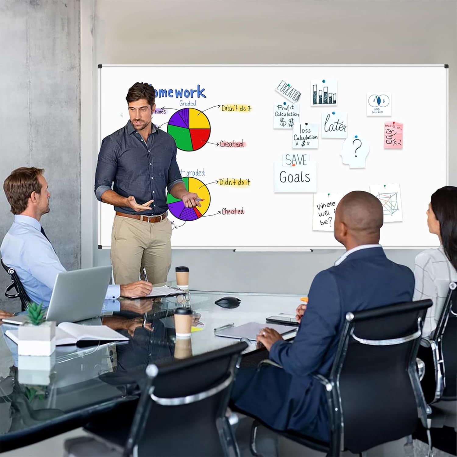 XBoard Magnetic Dry Erase Board 4' x 8' Wall Mounted, Large Whiteboard 96 x 48 Inches with Aluminum Frame for Office, School, Conference Room