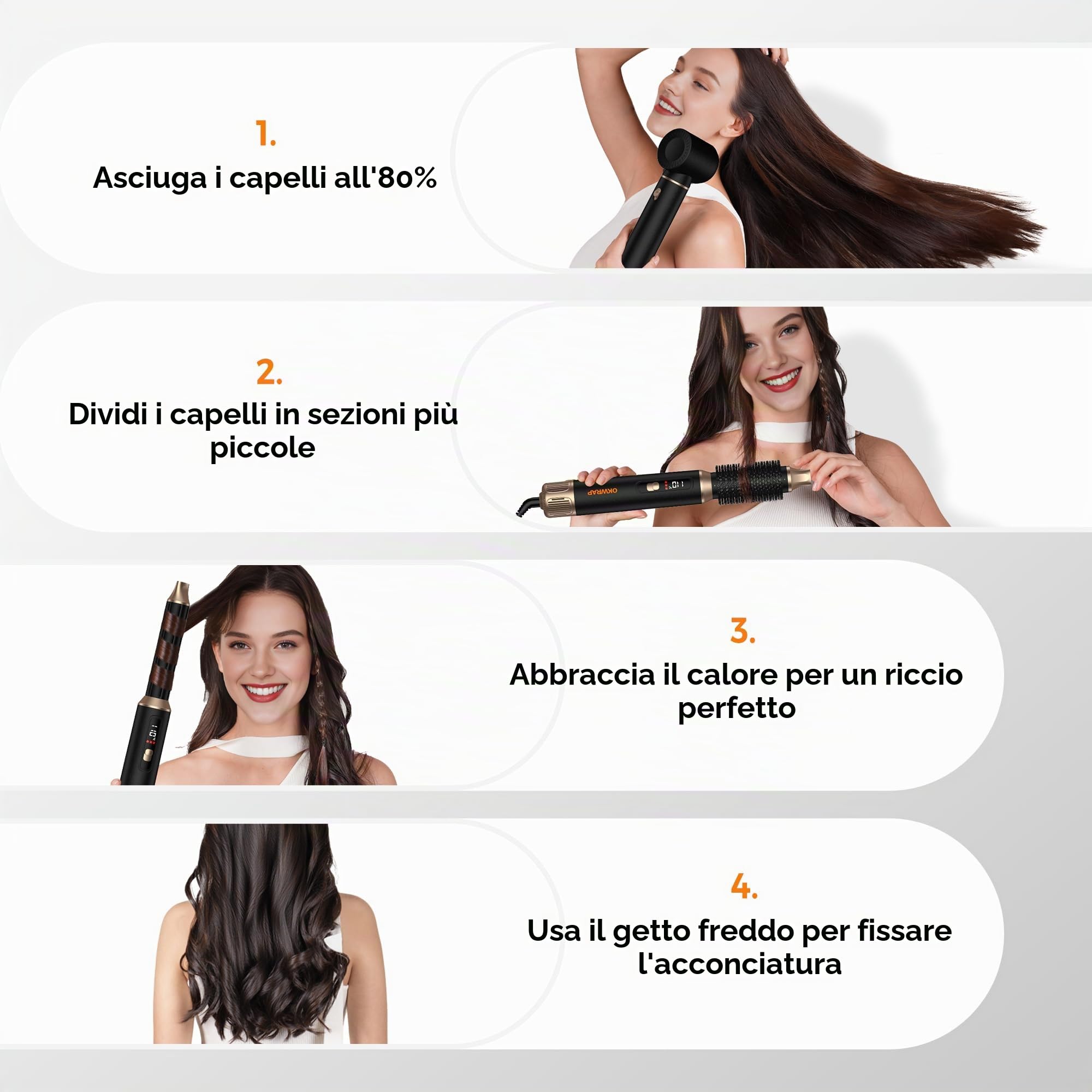Hairstyler 5 in 1 LCD Asciugacapelli 5 in 1 Airstyler 5 in 1Multifunzione Phon Capelli,Spazzola Asciugacapelli Per Dare Volume Ai Capelli, Lisciare, Ioni Air Curler Brush,Strumenti per Capelli
