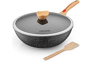 OZERI Green Earth Scratch-Resistant Nonstick Wok with Lid and Spatula, 12.5-Inch, 6-Liter Capacity