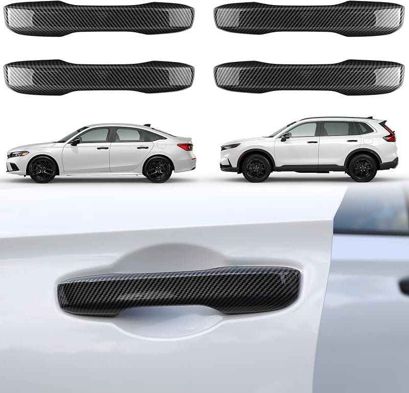 Capa para maçaneta externa Thenice em ABS com acabamento fibra de carbono – Honda Civic 2022-2026