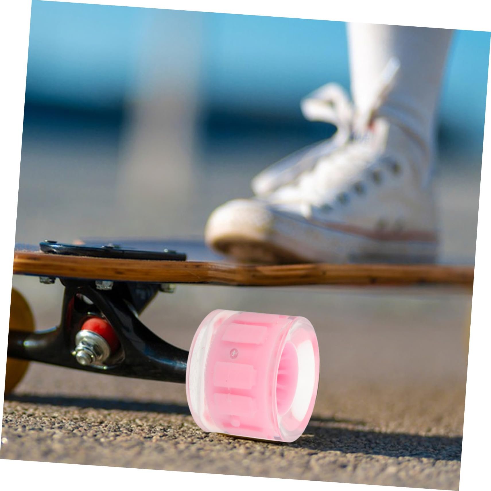 WOONEKY 4 Ruedas de Patineta Grande y Estabilidad Mejorada Cruiser de PU Rosa Diseño Interior Cóncavo para Uso en Parques y Plazas