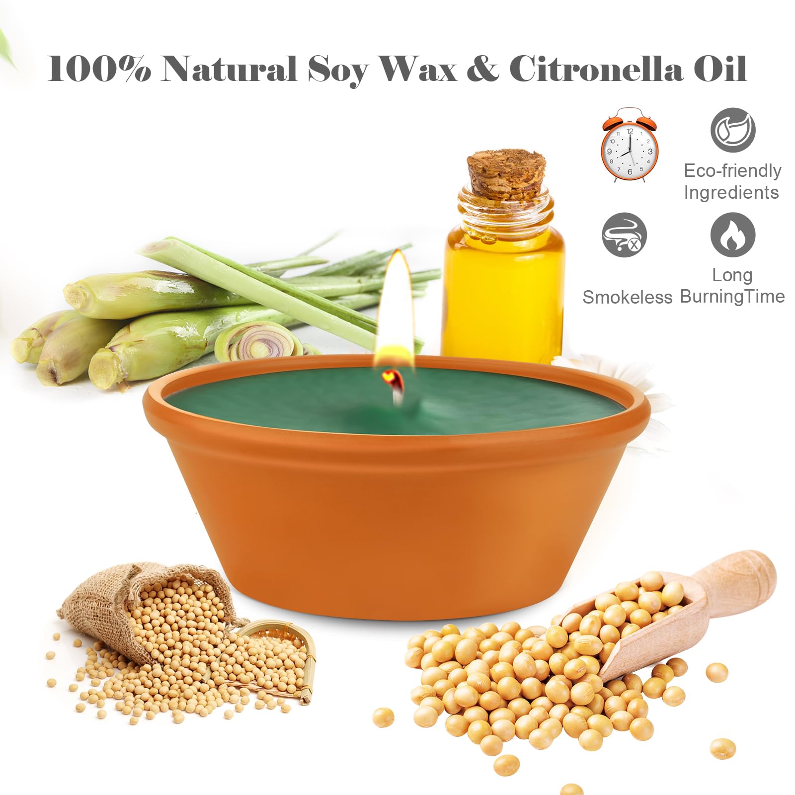 Citronella Kerze Outdoor, 2 Stk Outdoor Kerze Zitronella Kerzen draußen mit Citronella öl & Natürliches Sojawachs, Duftkerzen Set Geschenk für Frauen - Perfekt für Camping, Grillen, Picknicks, Garten