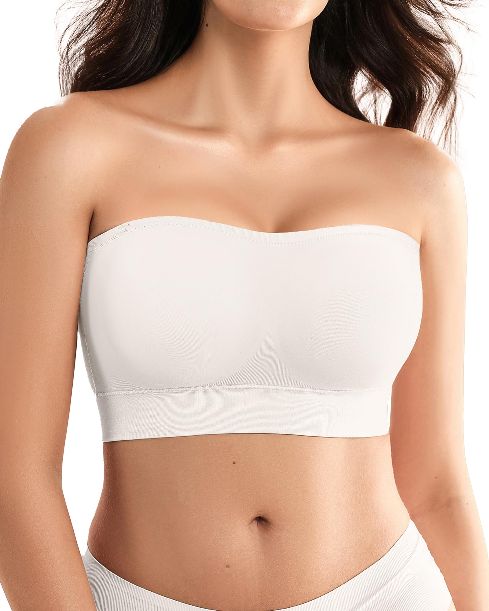 Trägerloser BH Damen ohne Bügel 2026 –BH ohne Träger Push Up Strapless Bra Nahtloser BHS Gepolsterter Bralette Bandeau BH mit Rutschfestem Silikon Bügelloser BH für Damen