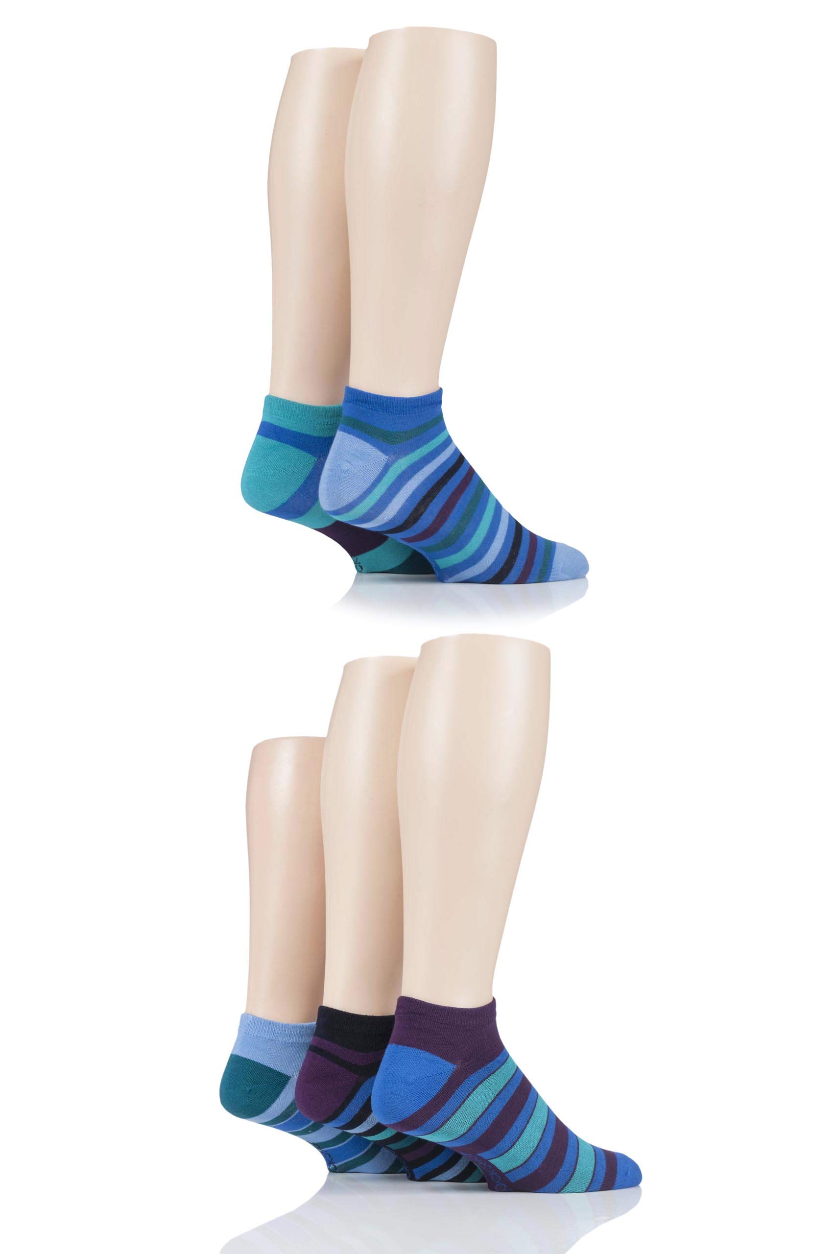 Sockshop Men's Jewel Bamboo Striped And Plain Trainer Socks Pack Of 5 (, 7-11)