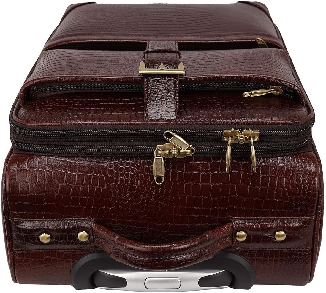 Top Grain Leather Trolley Bag for Travel Suitcase Bag Men and Women Cabin Pilot Trolley Bag (Brown)