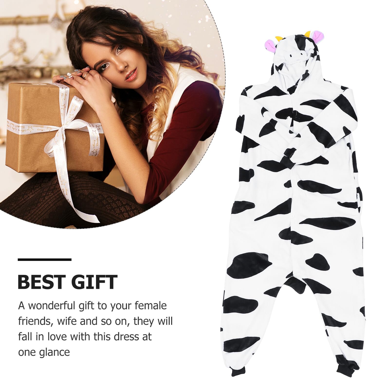 FRCOLOR Pigiama Bambina Invernale in Flanella Motivo Mucca Cartoon Unisex Morbido e Traspirante per Casa e Cosplay