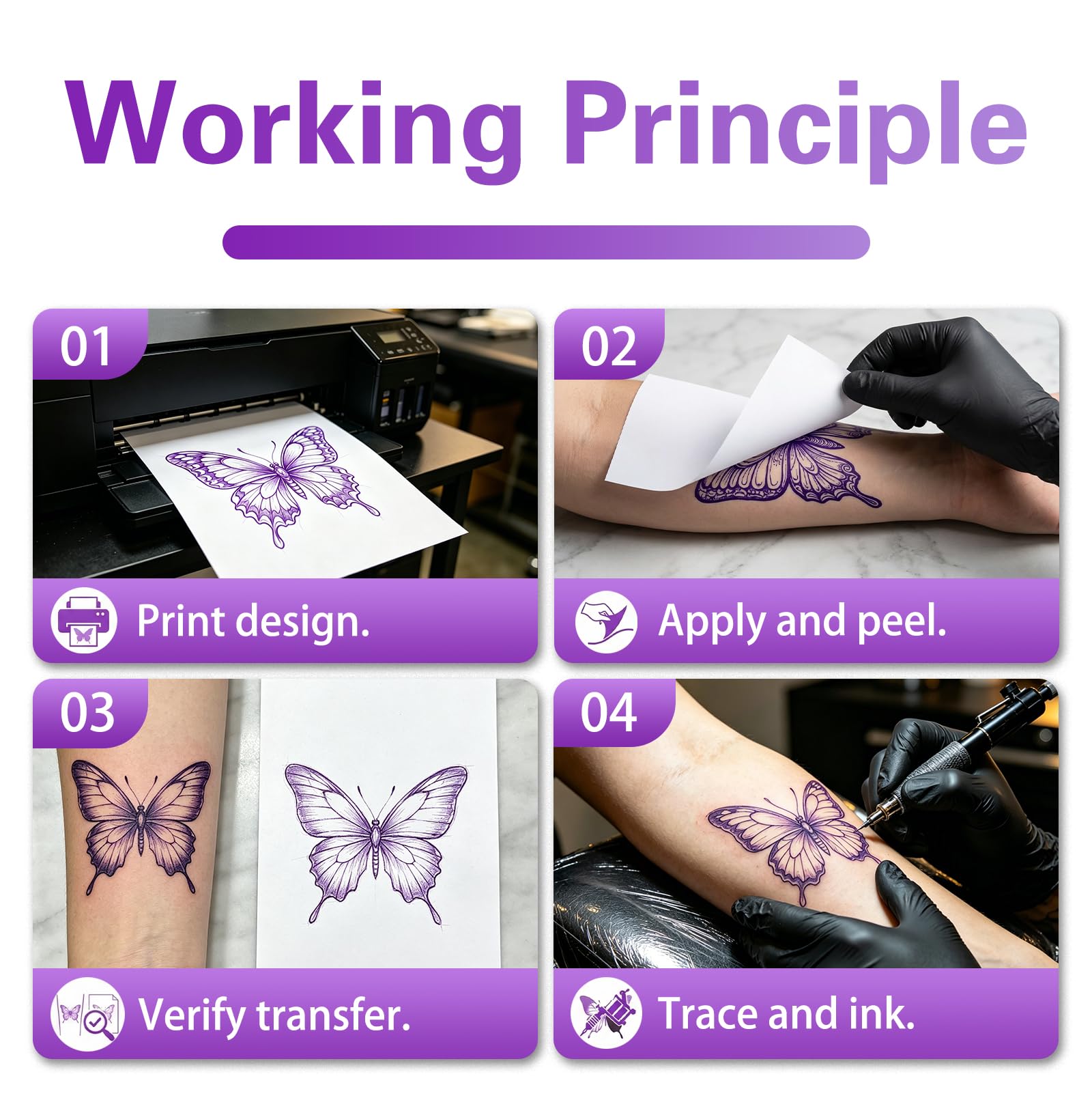 Tattoo Stencil Tinte 100ML Professionelle Transfertinte für Epson EcoTank Drucker Hohe Auflösung,Verstopfungsfrei,Verlaufssicher