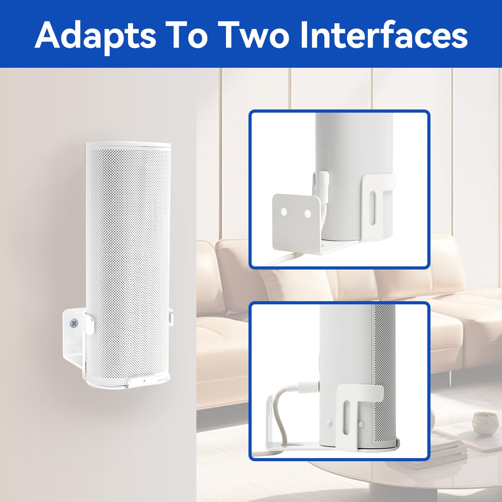 shinar Metall Wandhalterung Kompatibel mit Sonos Roam 1/2 | Halterung Zubehör Ständer Kompatibel mit Roam1/2 Roam SL Verstellbare Halterung Max. 12 kg (Weiß)