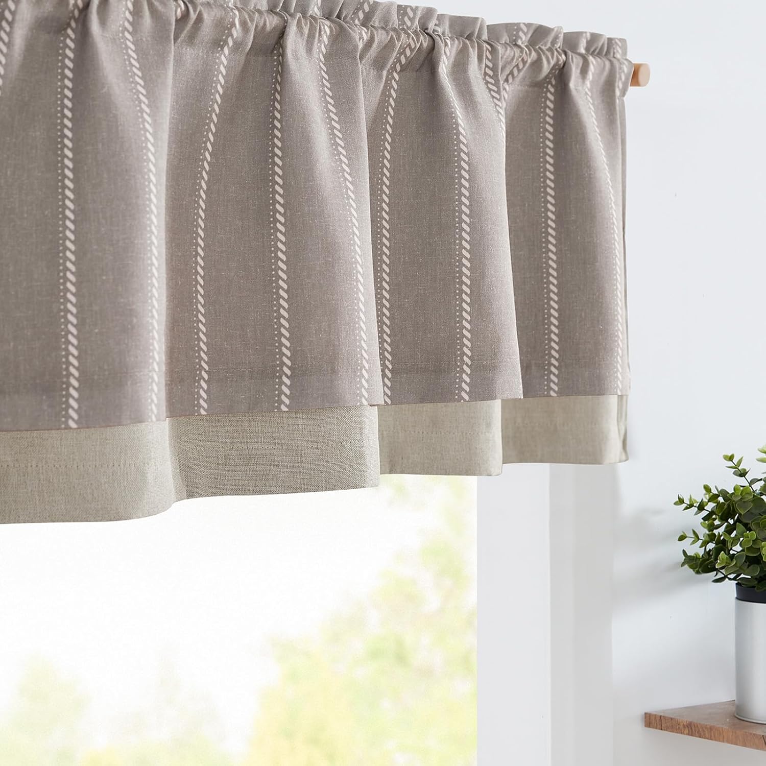 jinchan Nautical Valance Striped Linen Curtain 18 Inch