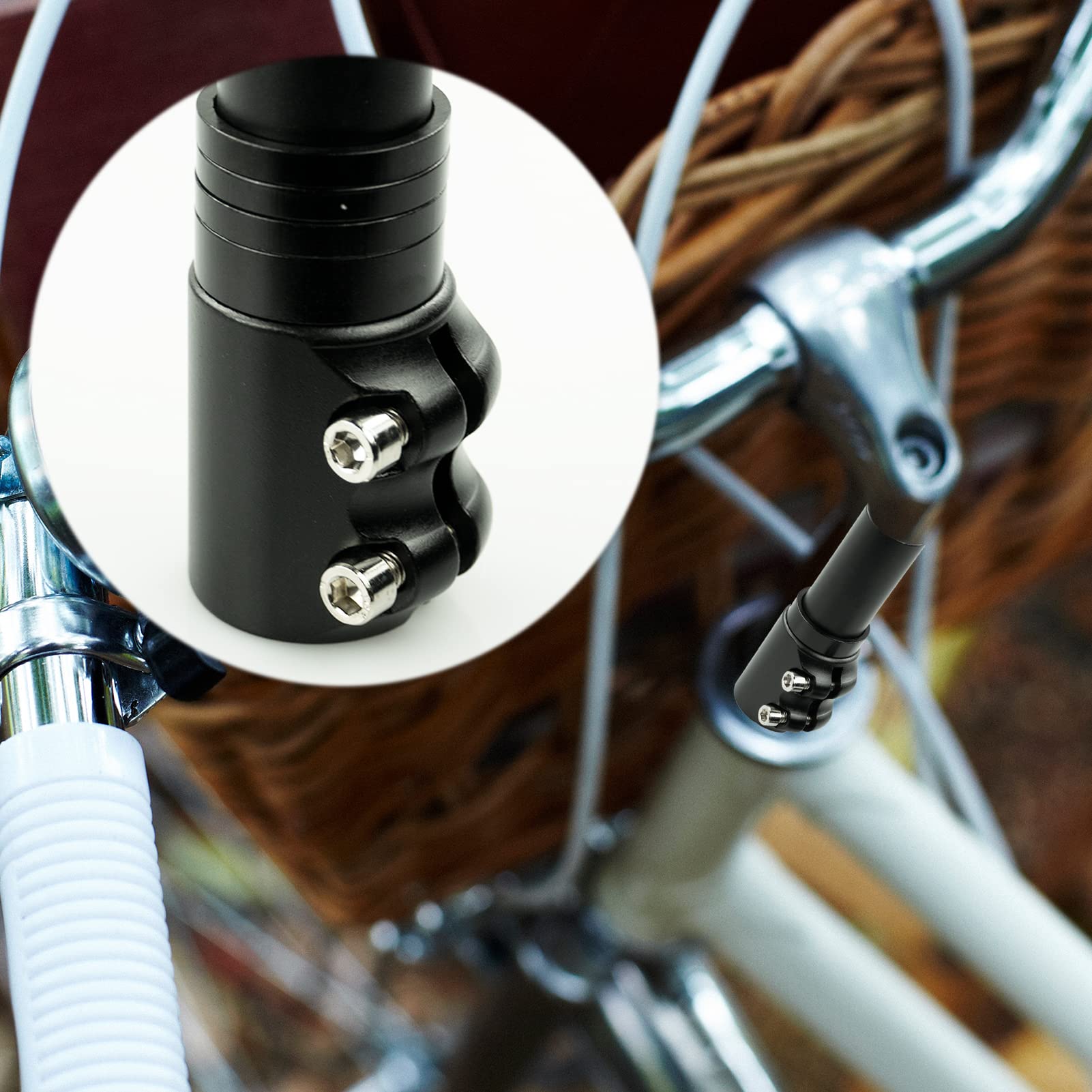 Prolunga Manubrio Bici, Prolunghe Forcella Lega di Alluminio per 28,6mm Forcella, Adattatore Altezza Regolabile per Ciclismo Mountainbike (Nero, 12,4cm)