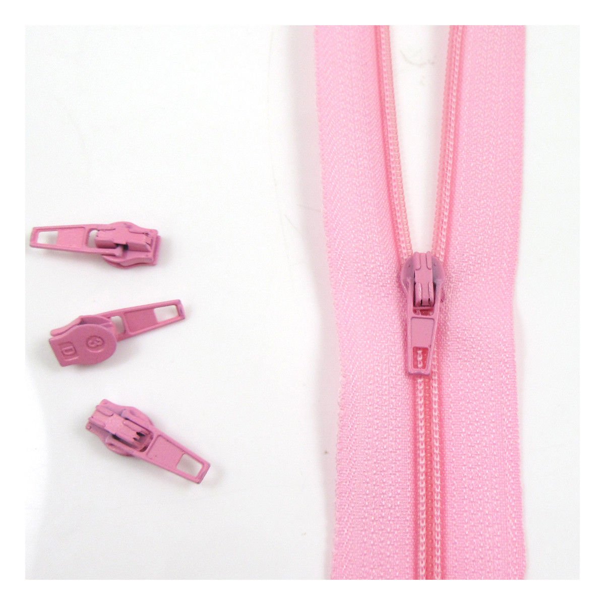 Beads4crafts Pink H134 25 Metres + 50 Sliders No.3 Continuous Zip With Auto Lock Slider 25 Colours Zippers Cushions Upholstery (Pink H134)
