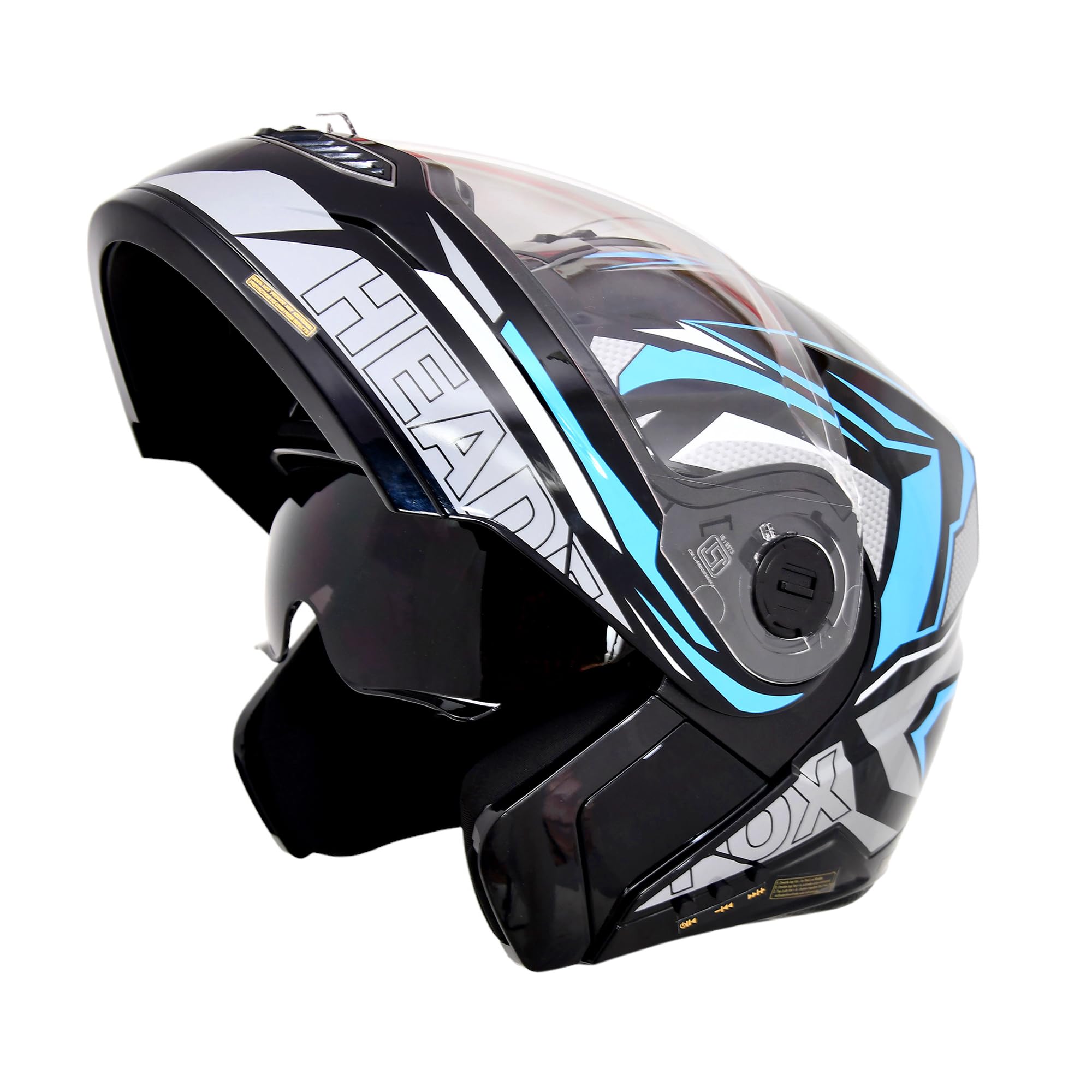 HEADFOX N2F Metro Smart Bluetooth Helmet for Man & Women | Flip-Up, ISI Certified, Music, GPS, Waterproof, Voice Assistant, Dual Visior, 31 Flashlight Modes. Gloss Finish-image-20