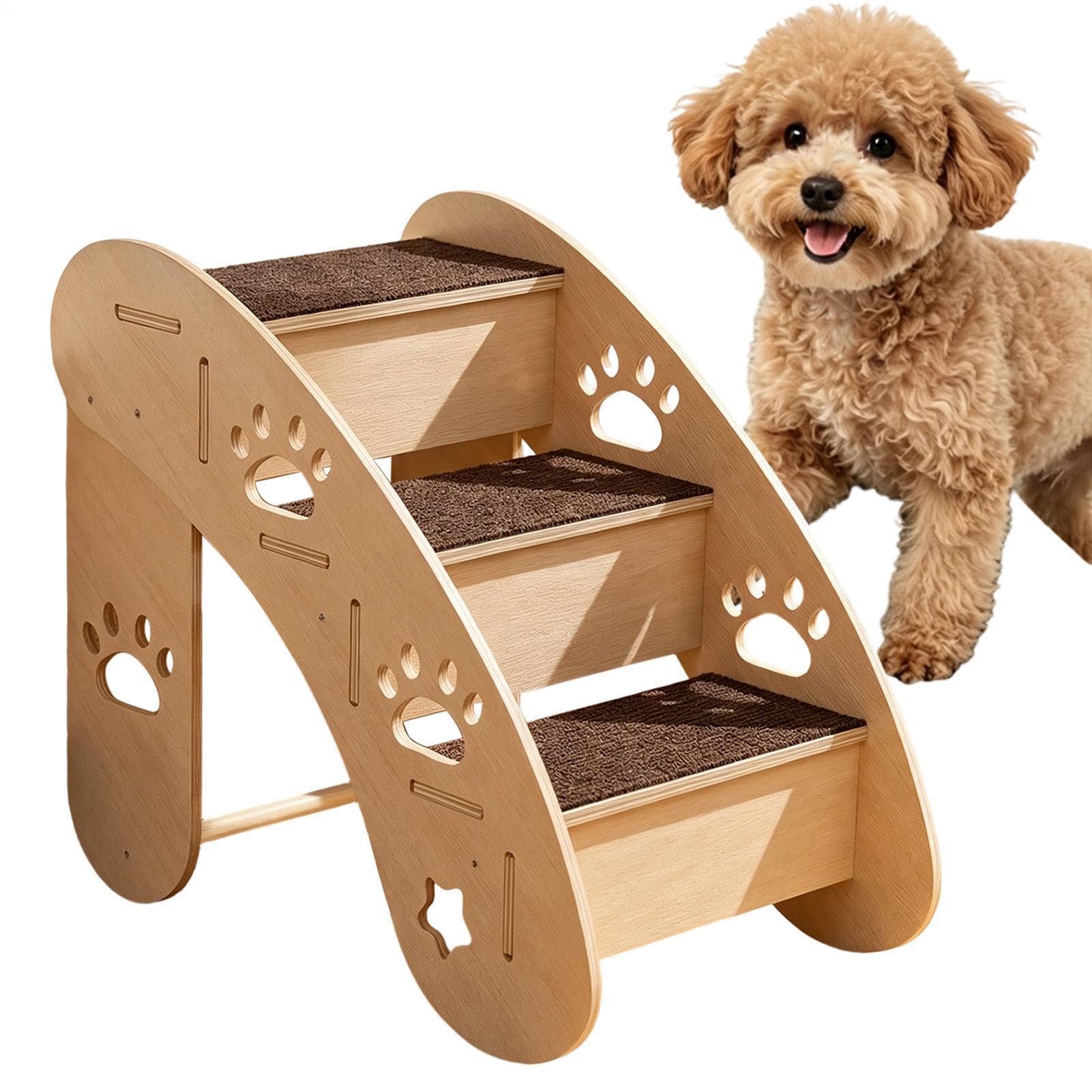 Scalette da cani di piccola taglia Tappetino antiscivolo in legno con | Scalette per cuccia cane per cuccioli, , gatti anziani, alto, auto, sedia, divano, finestra