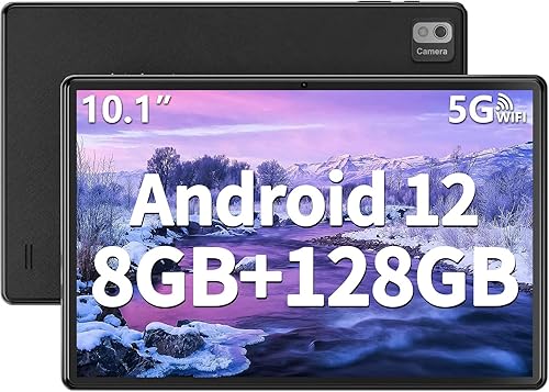 SGIN Tablet Android 12 de 10.1 pulgadas con 8 GB de RAM 128 GB de ROM, procesador MTK Octa-Core 2.0Ghz, 1280 x 800 HD IPS Srceen, cámara de 5 MP+8