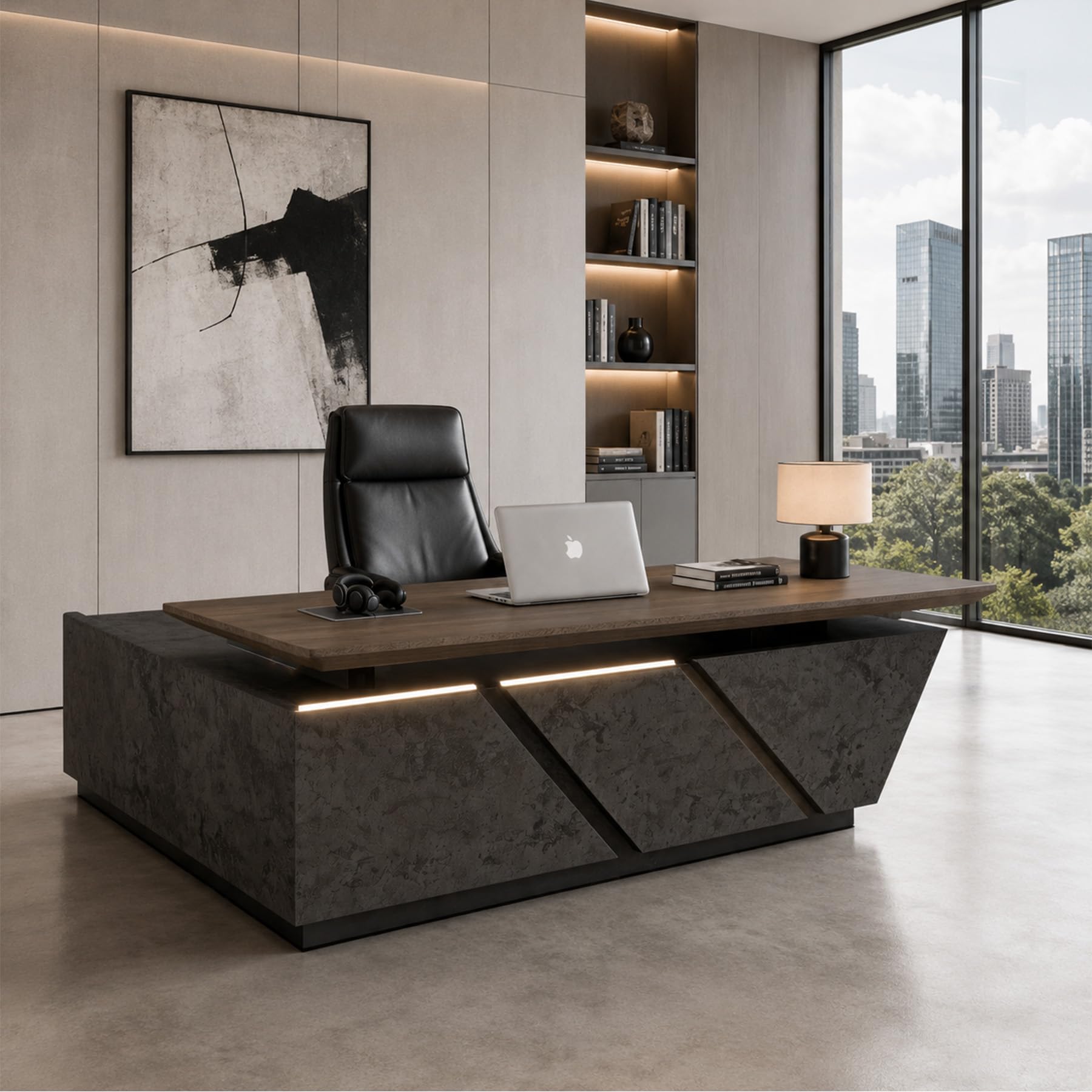 SAINTCY 78.7" L-Shaped Executive Standing Desk, Right Return