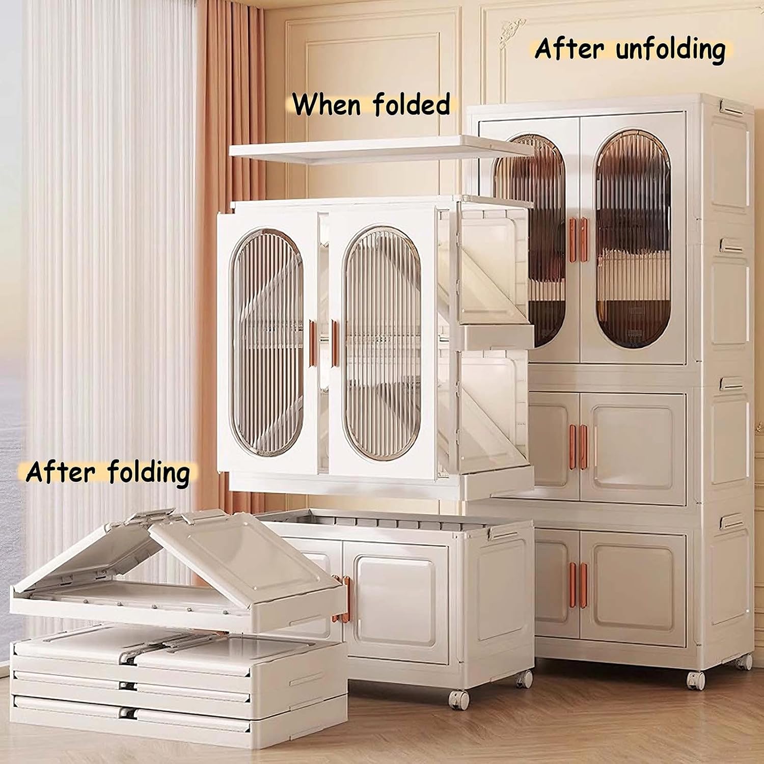 SDS] ワードローブ クローゼット 折り畳み式 折り畳み式 窓 ワイド 扉付き 組立簡単 工具不要 おしゃれ 高耐荷重 洋服収納 [SDS] ワードローブ クローゼット 折り畳み式 折り畳み式 窓 ワイド 扉付き 組立簡単 工具不要 おしゃれ 高耐荷重 タイプ2