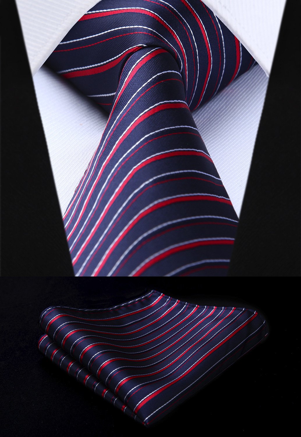 HISDERN Cravate Homme 5 Pièces Mariage Fete Ensemble Cravates et Mouchoirs pour Hommes en Soie Classique Formelle Cravate Carré de Poche