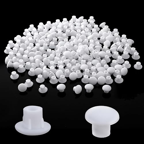 400 tapones de plástico para agujeros, tapas de orificio para tornillos de 0.197 in, tapones de botón redondos, tapones de agujero blanco para