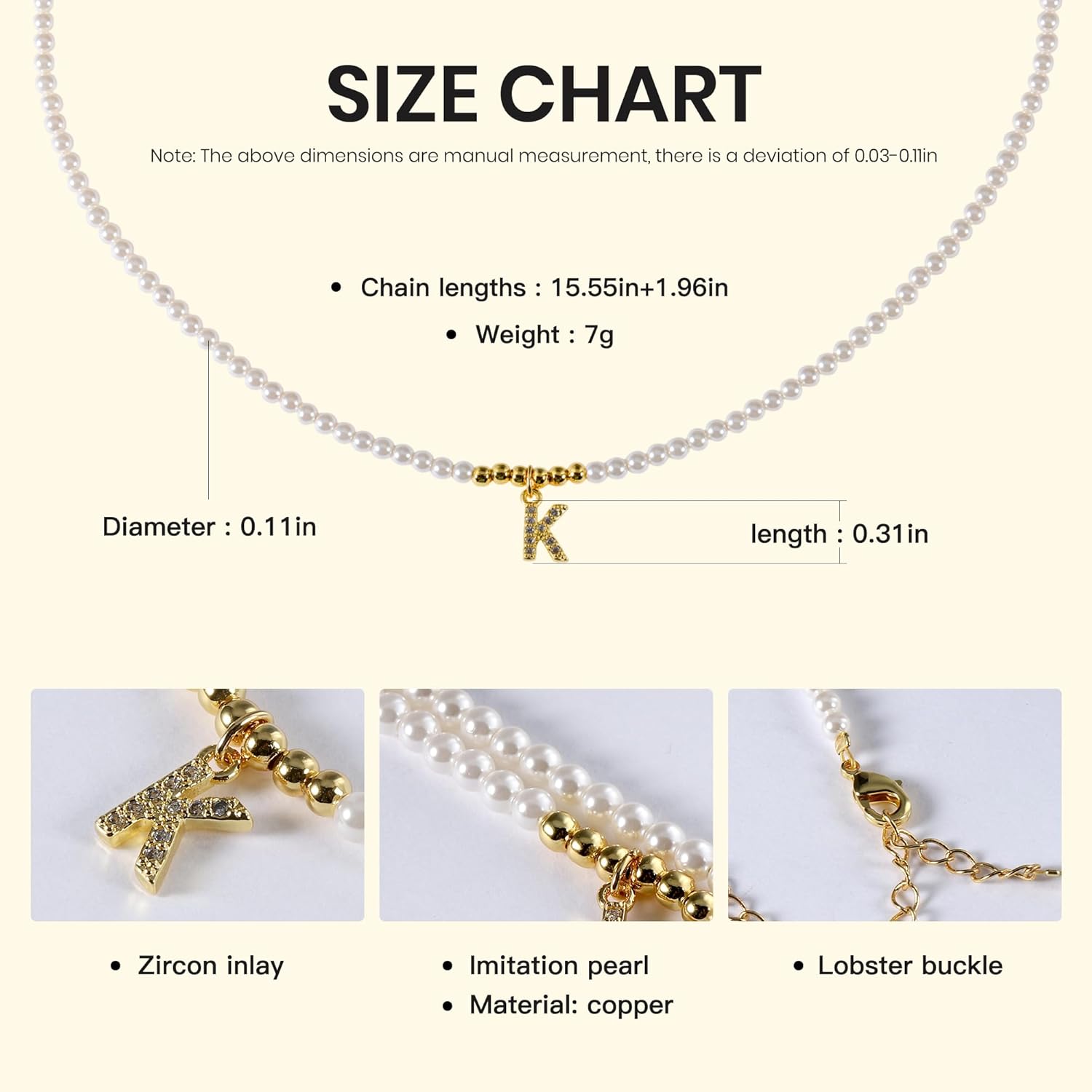 IDOKAWA Gold Initial Pearl Necklaces for Women, Dainty Gold Letter Strands Necklace A-Z Pendant Pearl Choker Necklace Trendy Personalized Monogram Name Necklace Gold Jewelry Necklace for Women Gift - Image 6